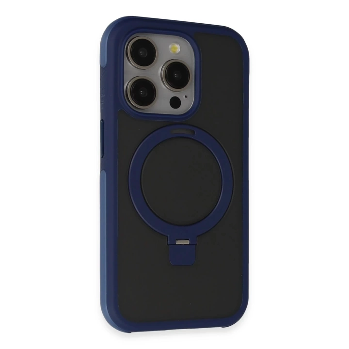 BFS  iPhone 15 Pro Zorda Airbag Magsafe Standlı Kapak - Lacivert