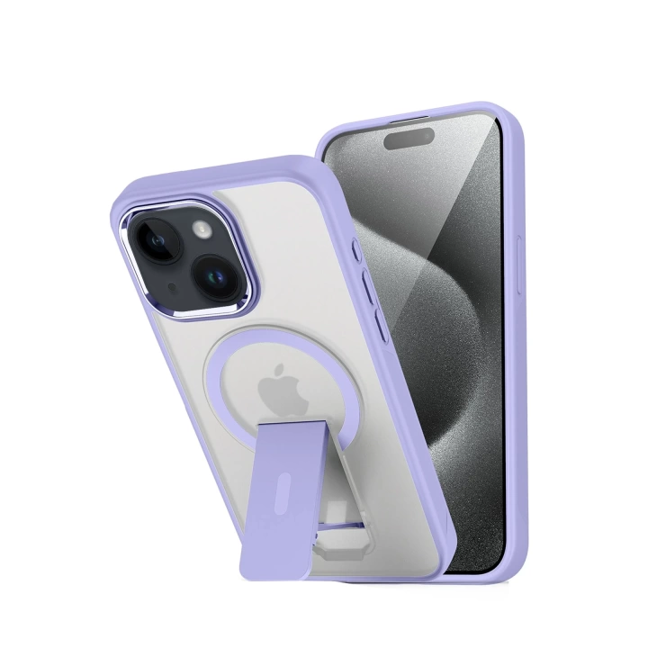 BFS  iPhone 15 Tork Magsafe Standlı Kapak - Lila