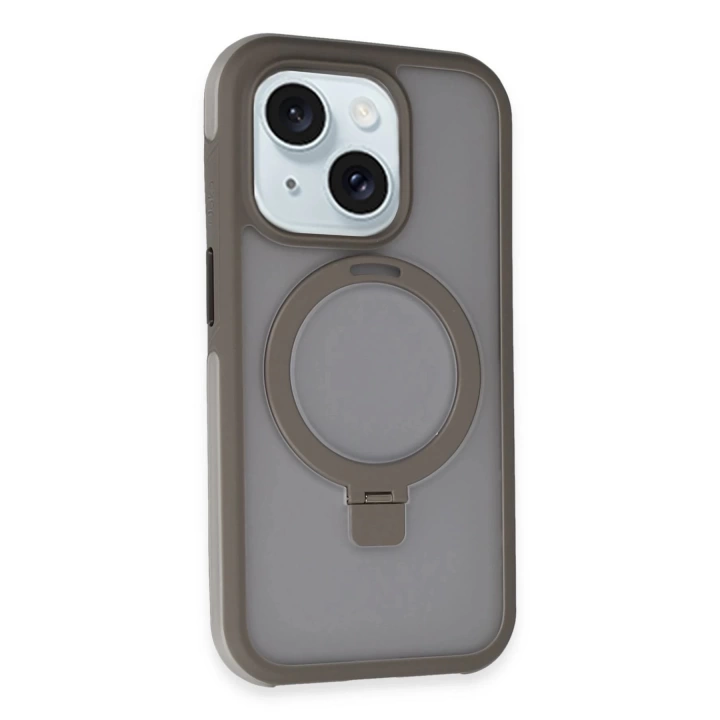 BFS  iPhone 15 Zorda Airbag Magsafe Standlı Kapak - Titan Gri