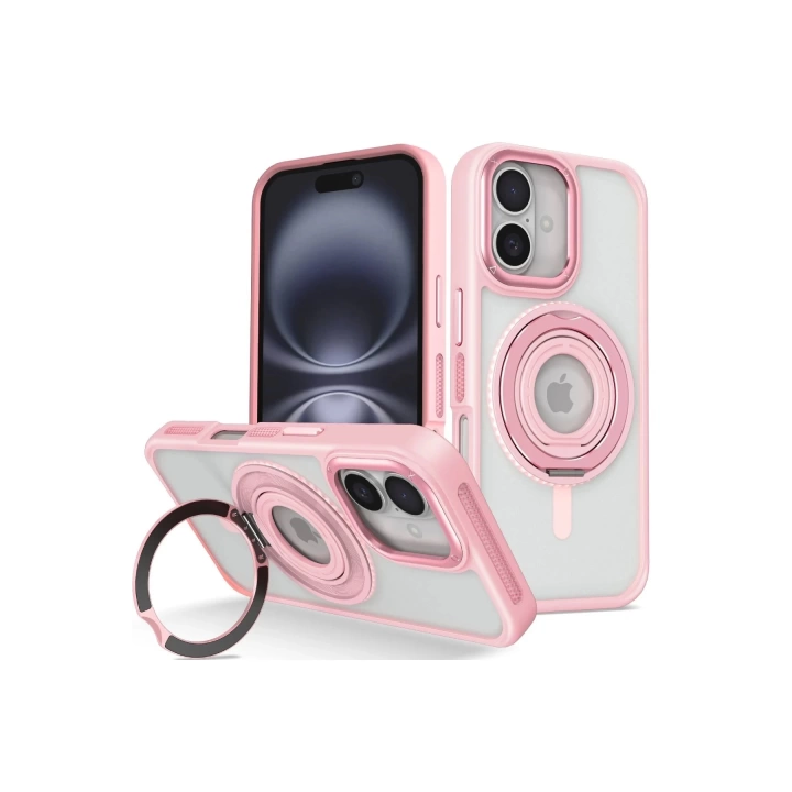 BFS  iPhone 16 Banza Magsafe Standlı Kapak - Pembe