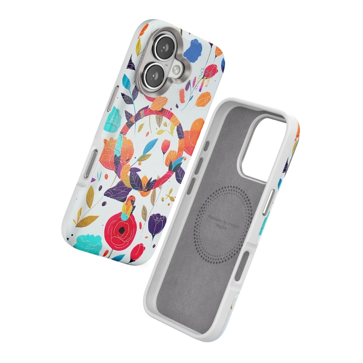 BFS  iPhone 16 Flower Series Magsafe Kapak - Beyaz