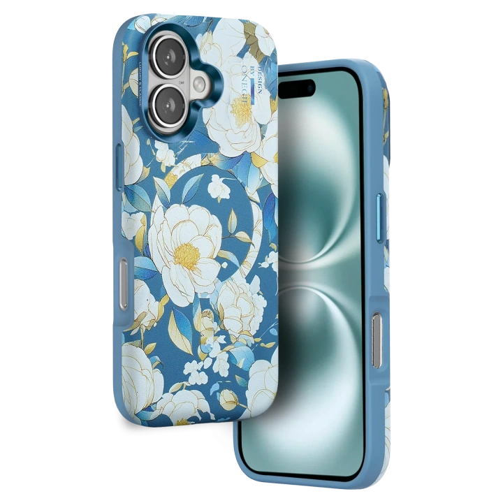 BFS  iPhone 16 Flower Series Magsafe Kapak - Mavi