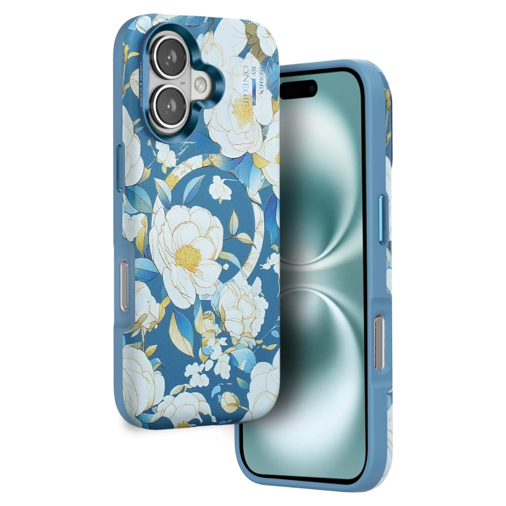 BFS  iPhone 16 Flower Series Magsafe Kapak - Mavi