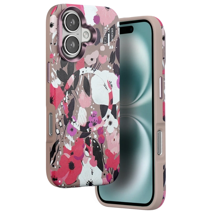 BFS  iPhone 16 Flower Series Magsafe Kapak - Pembe