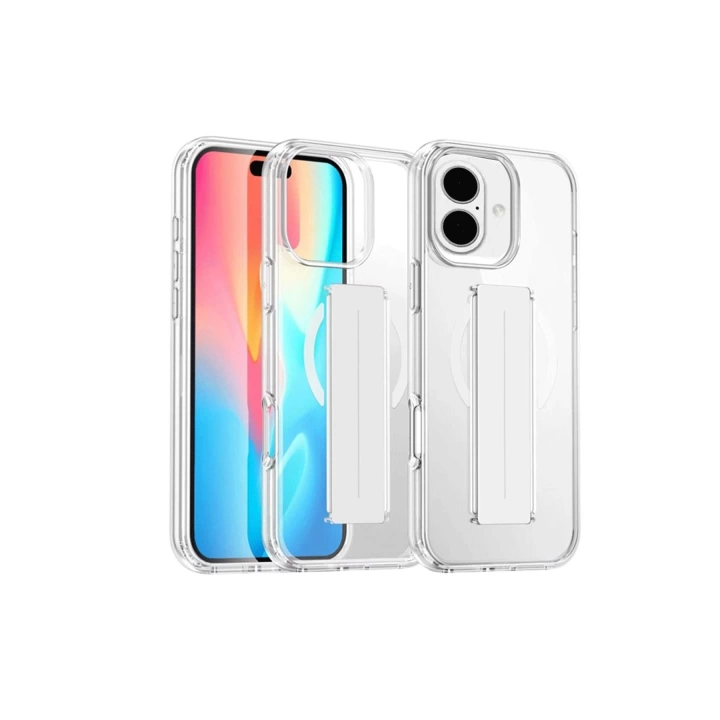 BFS  iPhone 16 Kılıf Alfa Magsafe Standlı Kapak - Şeffaf