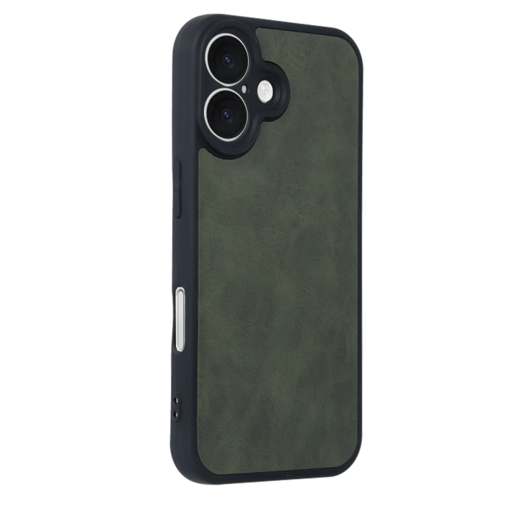 BFS  iPhone 16 Kılıf Aras Deri Kapak - Koyu Yeşil