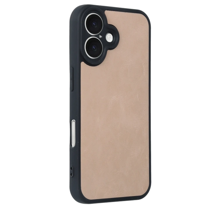 BFS  iPhone 16 Kılıf Aras Deri Kapak - Pudra