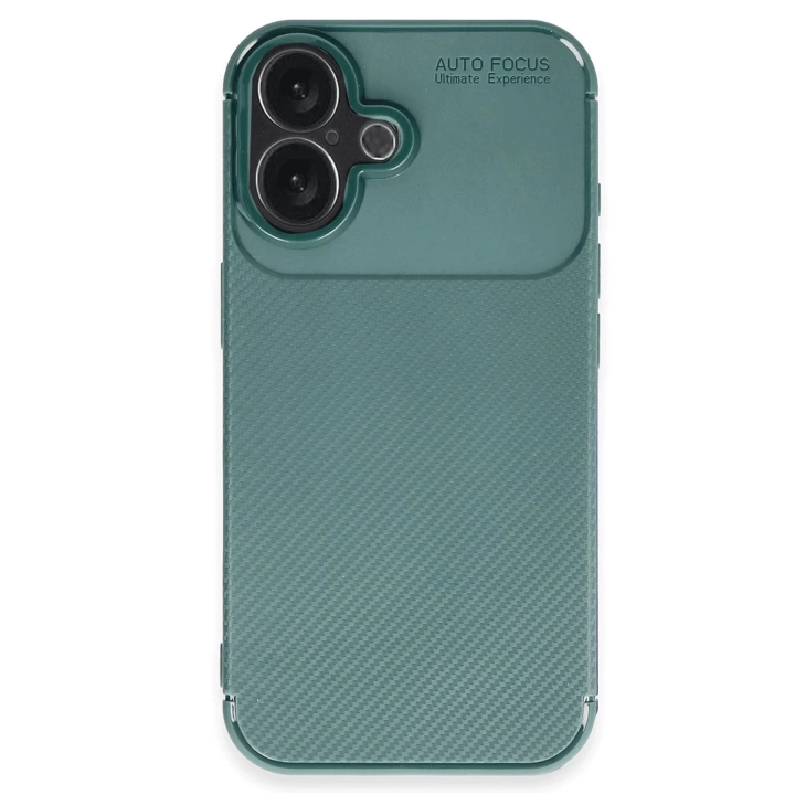 BFS  iPhone 16 Kılıf Auto Focus Karbon Kapak - Koyu Yeşil