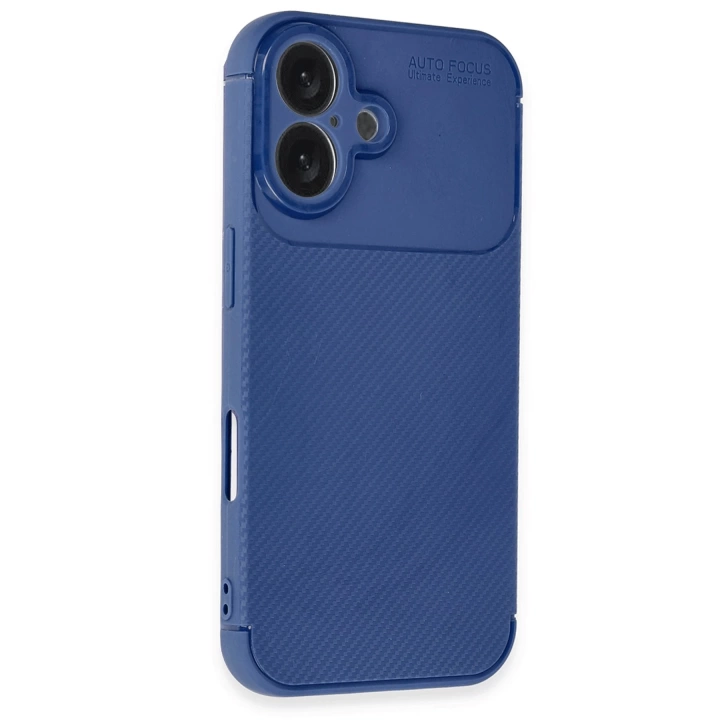 BFS  iPhone 16 Kılıf Auto Focus Karbon Kapak - Lacivert