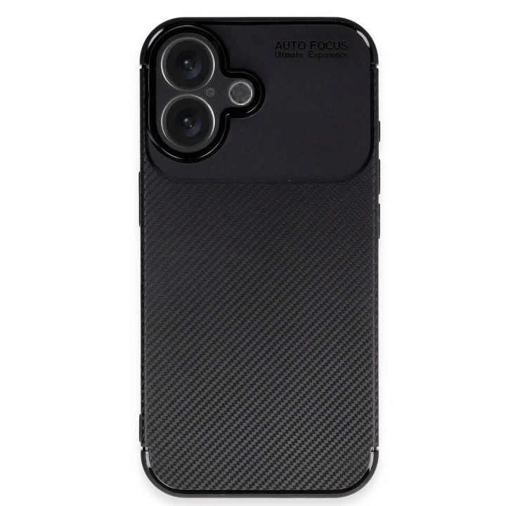 BFS  iPhone 16 Kılıf Auto Focus Karbon Kapak - Siyah
