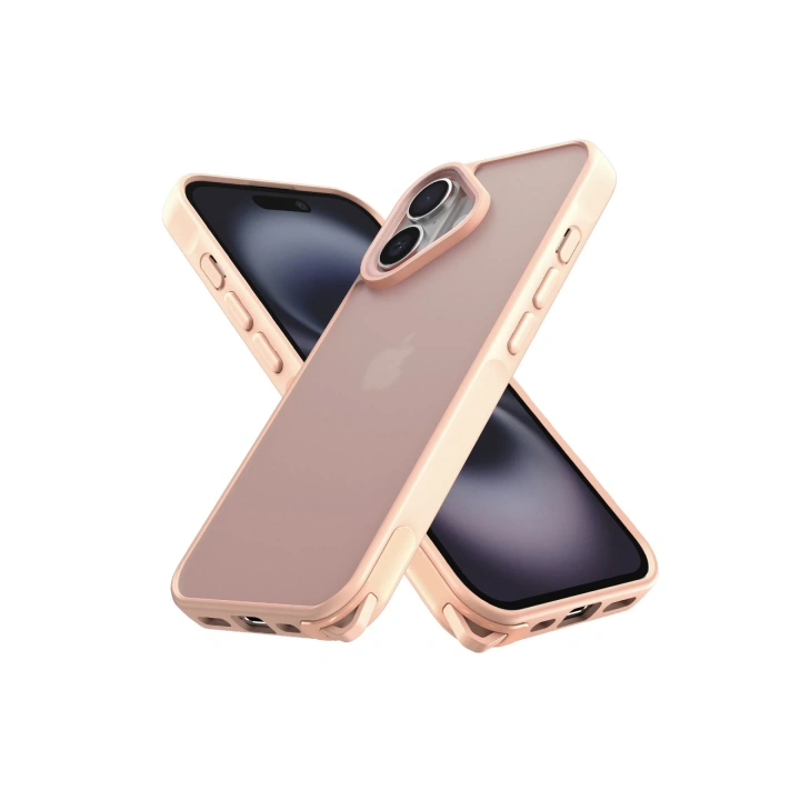BFS  iPhone 16 Kılıf Elegant Kapak - Pudra