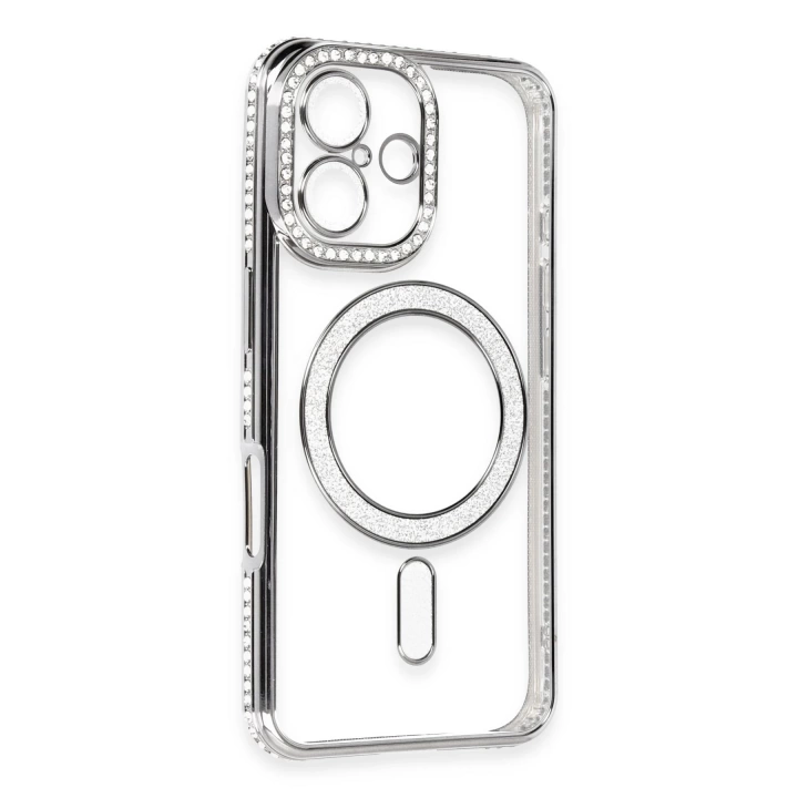 BFS  iPhone 16 Kılıf Joke Simli Magneticsafe Kılıf - Gri