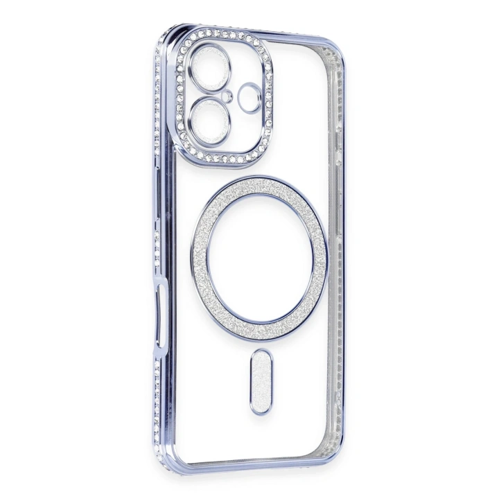 BFS  iPhone 16 Kılıf Joke Simli Magneticsafe Kılıf - Mavi