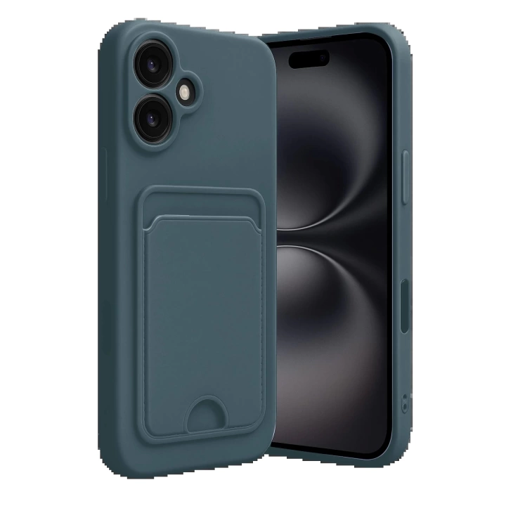 BFS iPhone 16 Kılıf Kelvin Kartvizitli Silikon - Koyu Yeşil