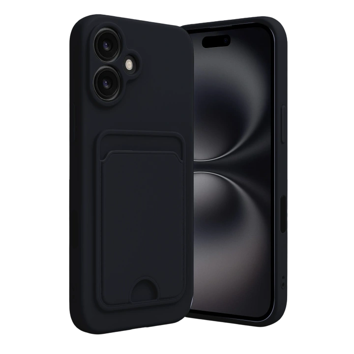 BFS  iPhone 16 Kılıf Kelvin Kartvizitli Silikon - Siyah