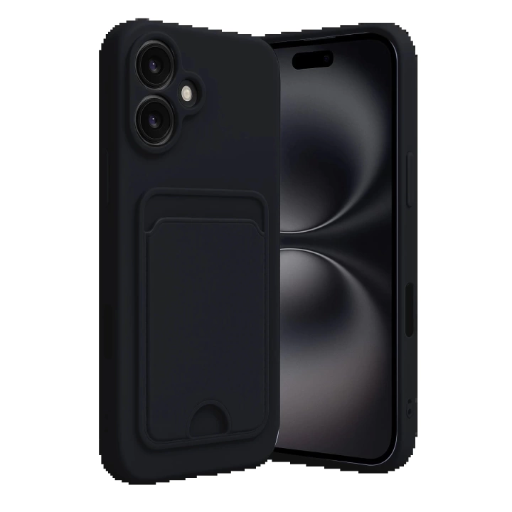 BFS iPhone 16 Kılıf Kelvin Kartvizitli Silikon - Siyah
