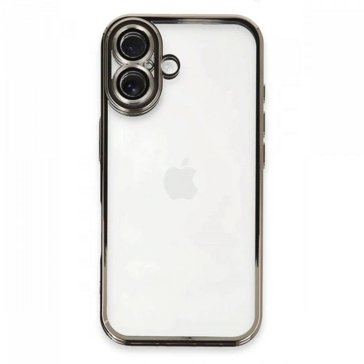 BFS  iPhone 16 Kılıf  Lensli Silikon - Titanyum Gri