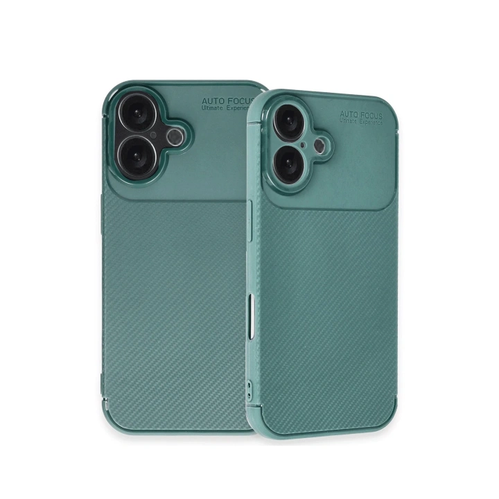 BFS  iPhone 16 Plus Kılıf Auto Focus Karbon Kapak - Koyu Yeşil