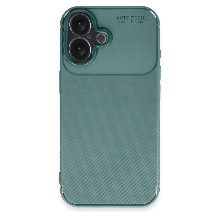 BFS  iPhone 16 Plus Kılıf Auto Focus Karbon Kapak - Koyu Yeşil