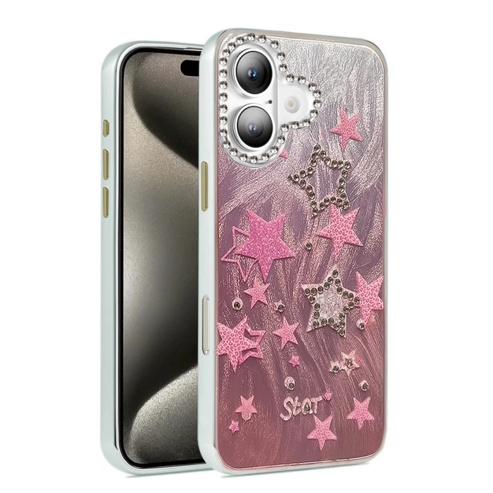 BFS iPhone 16 Plus Kılıf Blade Aynalı Desenli Kapak - Desen 7