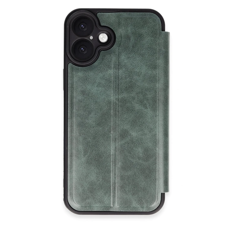 BFS  iPhone 16 Plus Kılıf Flip Cover - Koyu Yeşil
