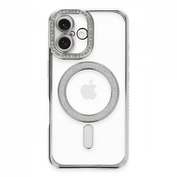 BFS  iPhone 16 Plus Kılıf Joke Simli Magneticsafe Kılıf - Gümüş