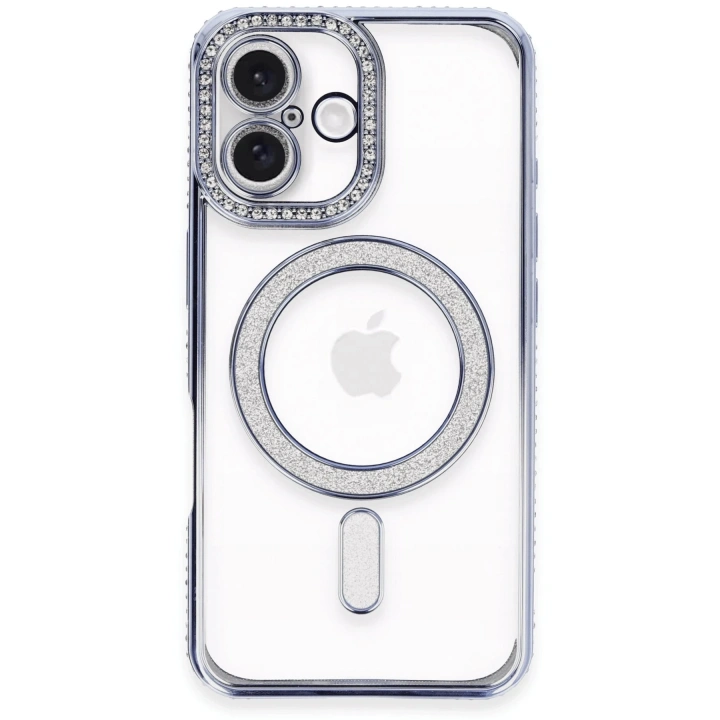 BFS  iPhone 16 Plus Kılıf Joke Simli Magneticsafe Kılıf - Mavi