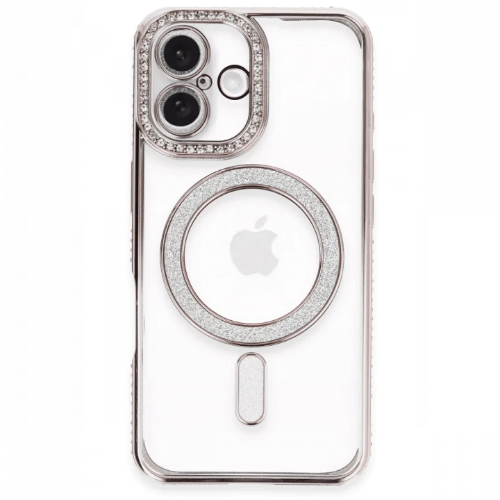 BFS  iPhone 16 Plus Kılıf Joke Simli Magneticsafe Kılıf - Pembe