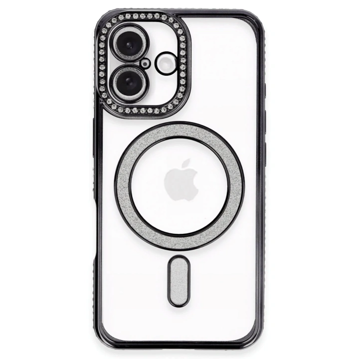 BFS  iPhone 16 Plus Kılıf Joke Simli Magneticsafe Kılıf - Siyah