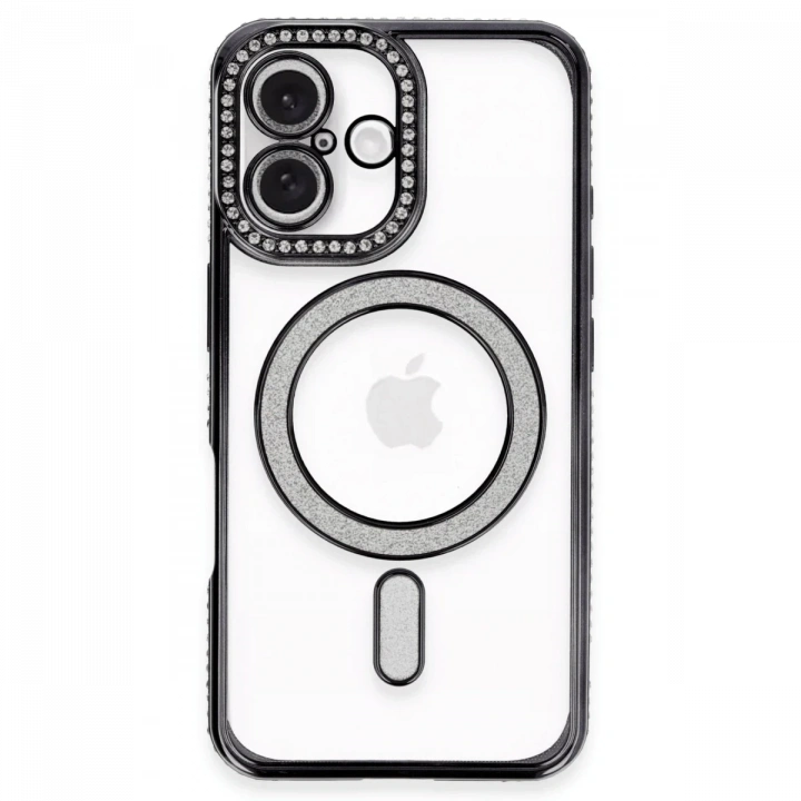 BFS  iPhone 16 Plus Kılıf Joke Simli Magneticsafe Kılıf - Siyah