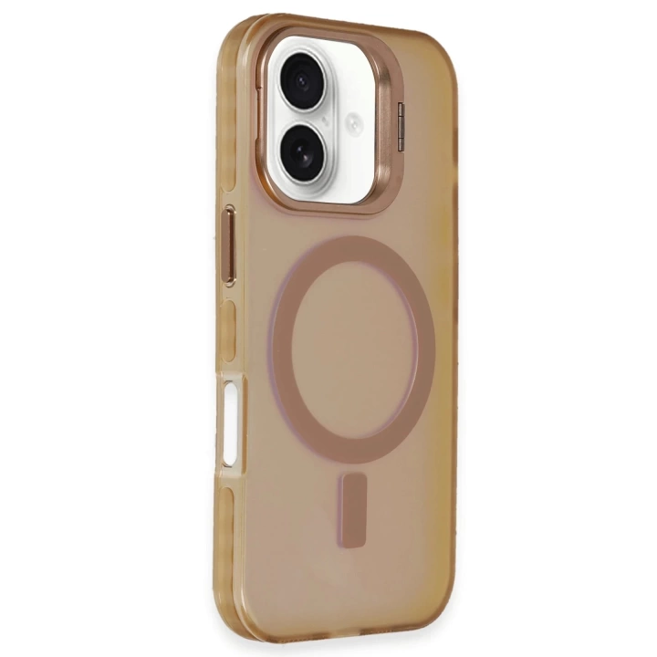 BFS iPhone 16 Plus Kılıf Primera Magsafe Standlı Kapak - Gold