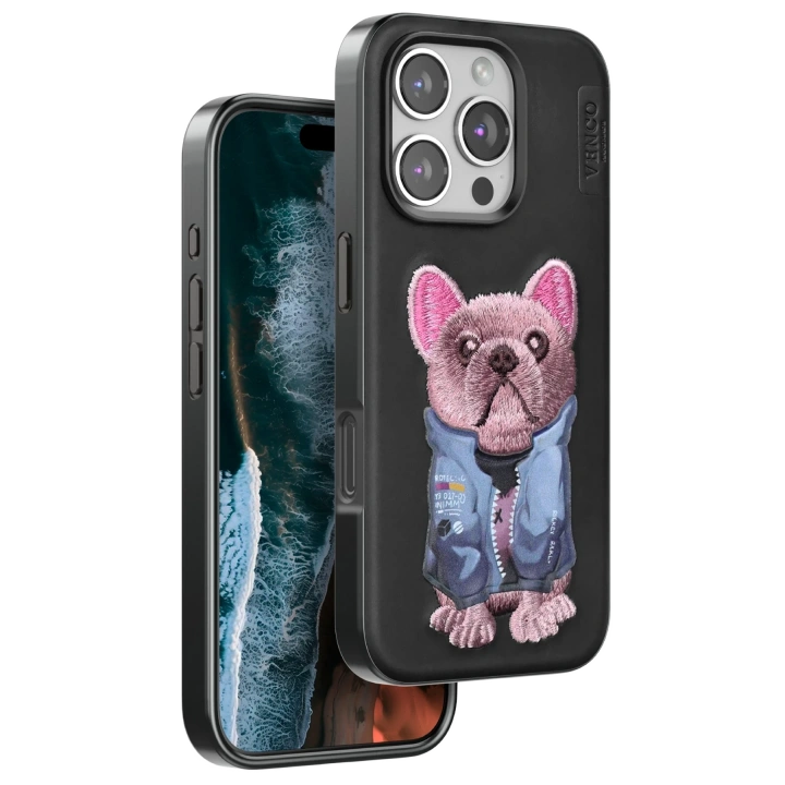 BFS  iPhone 16 Pro Cute Desenli Kapak - Siyah