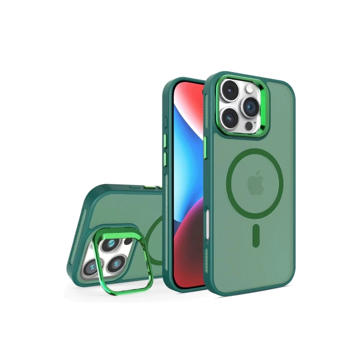 BFS  iPhone 16 Pro Flet Lens Magsafe Kapak - Koyu Yeşil