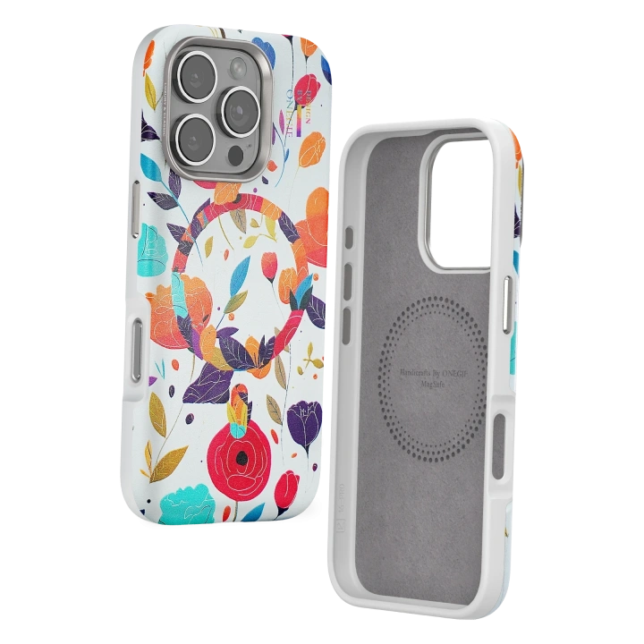 BFS  iPhone 16 Pro Flower Series Magsafe Kapak - Beyaz