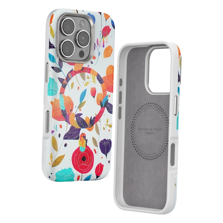 BFS  iPhone 16 Pro Flower Series Magsafe Kapak - Beyaz