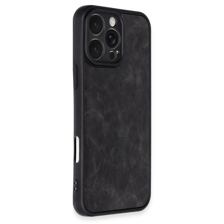 BFS  iPhone 16 Pro Kılıf Aras Deri Kapak - Siyah