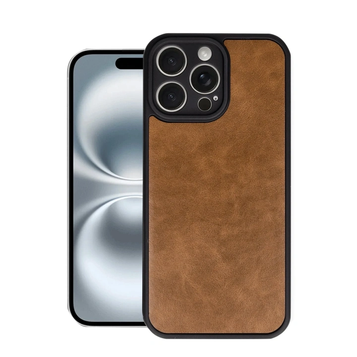 BFS  iPhone 16 Pro Kılıf Aras Deri Kapak - Taba