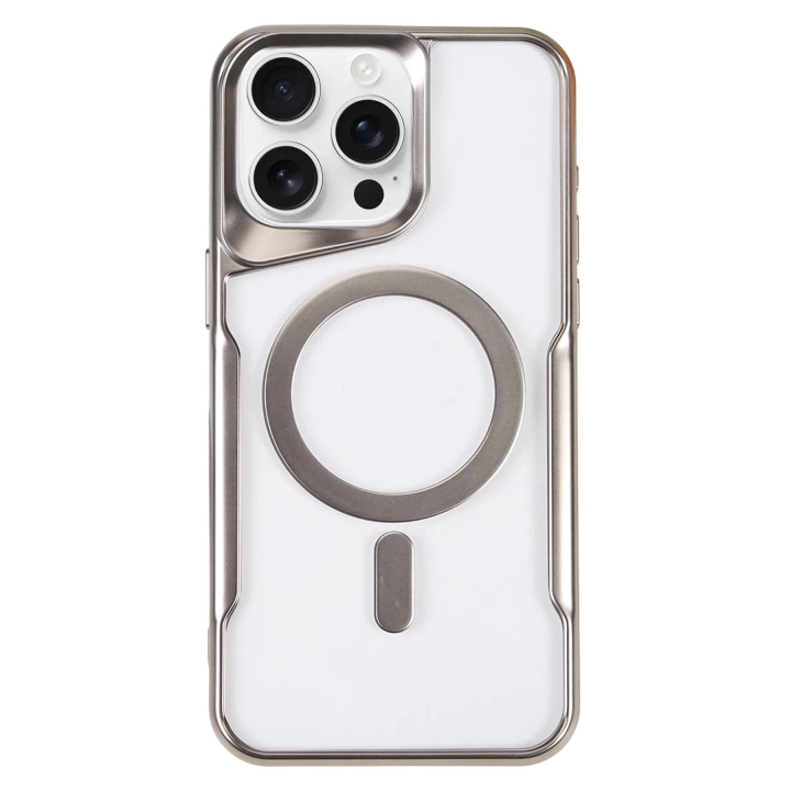 BFS  iPhone 16 Pro Kılıf Boyi Magsafe Silikon Kapak - Gümüş