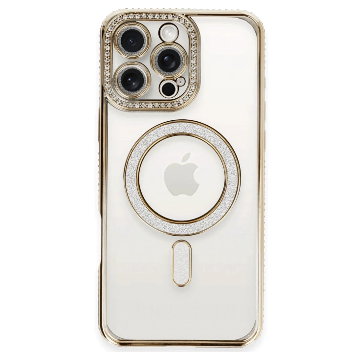 BFS  iPhone 16 Pro Kılıf Joke Simli Magneticsafe Kılıf - Gold