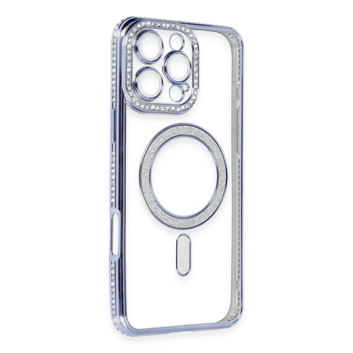 BFS  iPhone 16 Pro Kılıf Joke Simli Magneticsafe Kılıf - Mavi