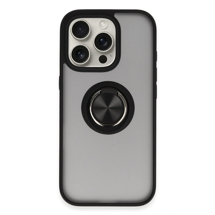 BFS  iPhone 16 Pro Kılıf Montreal Yüzüklü Silikon Kapak - Siyah