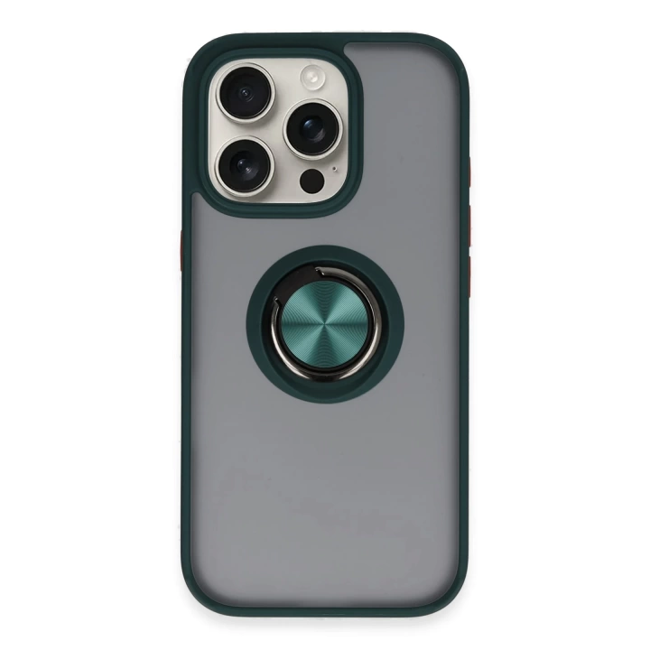 BFS  iPhone 16 Pro Kılıf Montreal Yüzüklü Silikon Kapak - Yeşil
