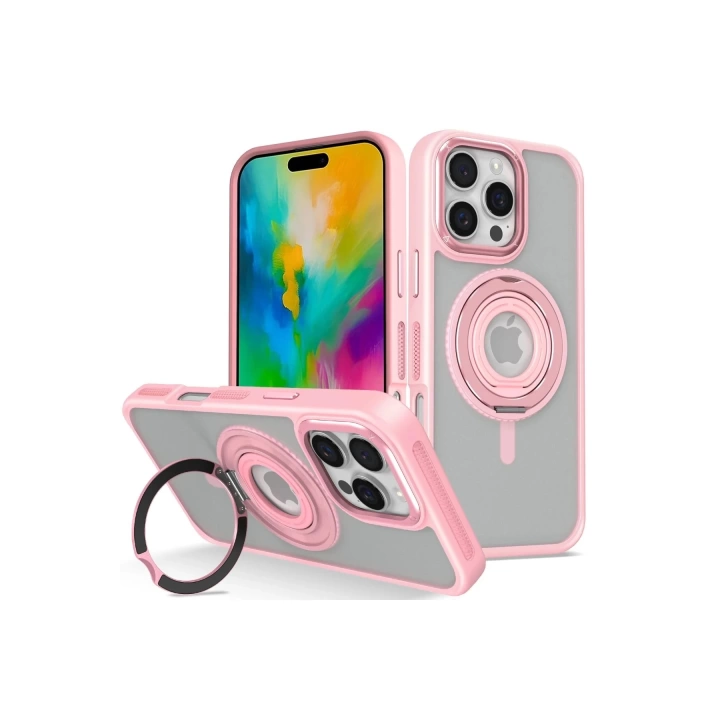 BFS  iPhone 16 Pro Max Banza Magsafe Standlı Kapak - Pembe
