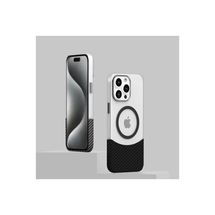 BFS  iPhone 16 Pro Max Carbon Puzzle Magsafe Kapak - Gri