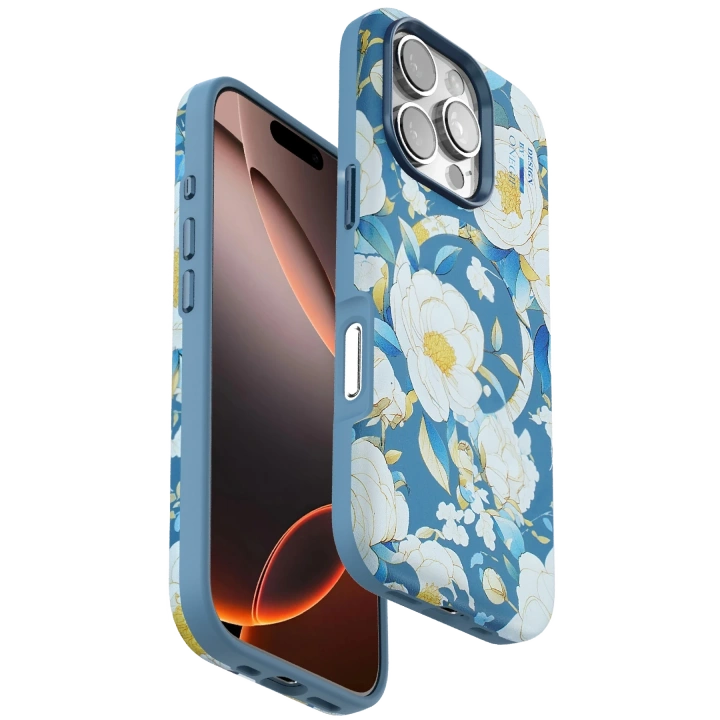 BFS  iPhone 16 Pro Max Flower Series Magsafe Kapak - Mavi