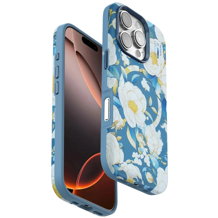 BFS  iPhone 16 Pro Max Flower Series Magsafe Kapak - Mavi