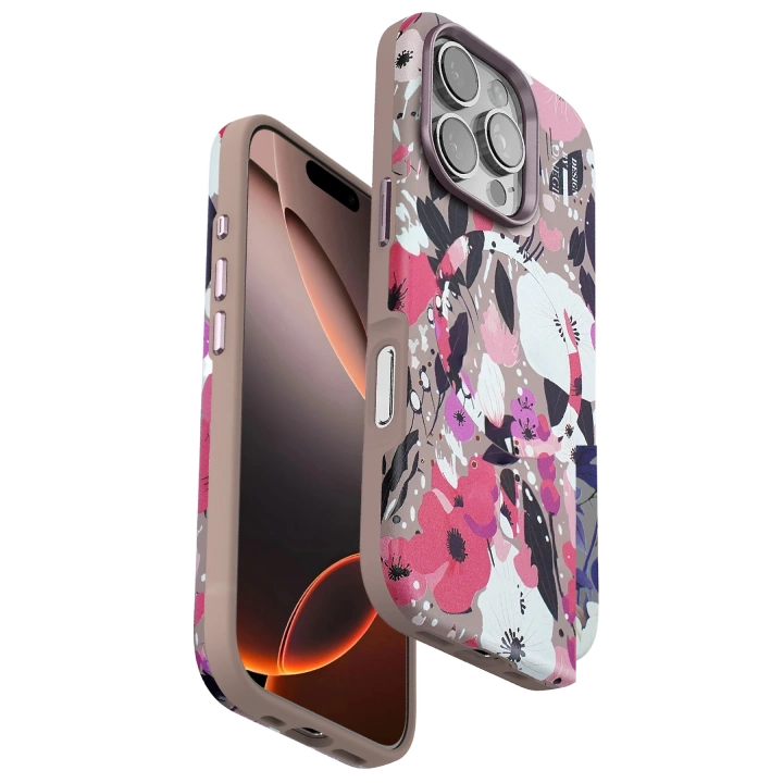 BFS  iPhone 16 Pro Max Flower Series Magsafe Kapak - Pembe