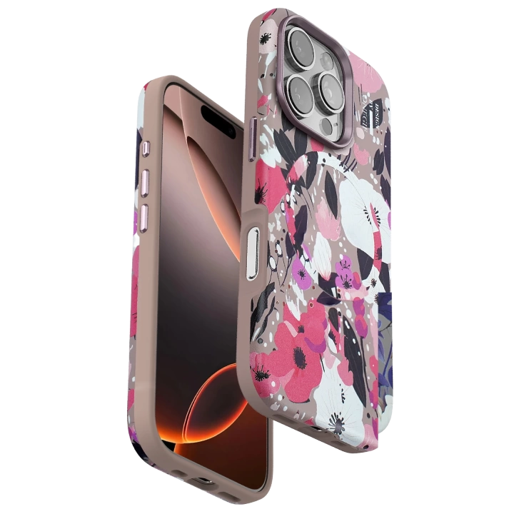 BFS  iPhone 16 Pro Max Flower Series Magsafe Kapak - Pembe