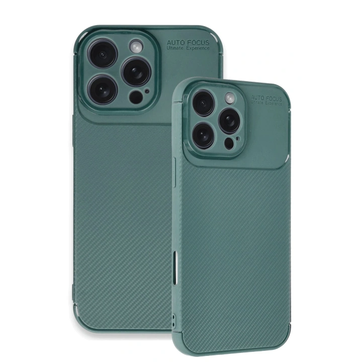 BFS  iPhone 16 Pro Max Kılıf Auto Focus Karbon Kapak - Koyu Yeşil