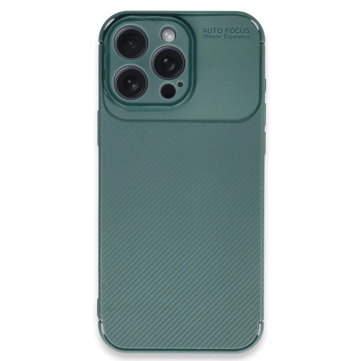 BFS  iPhone 16 Pro Max Kılıf Auto Focus Karbon Kapak - Koyu Yeşil
